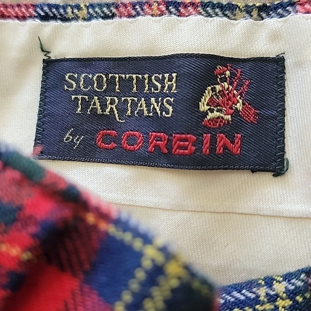 Vintage Corbin Scottish Tartan Red Plaid Cuffed Pants